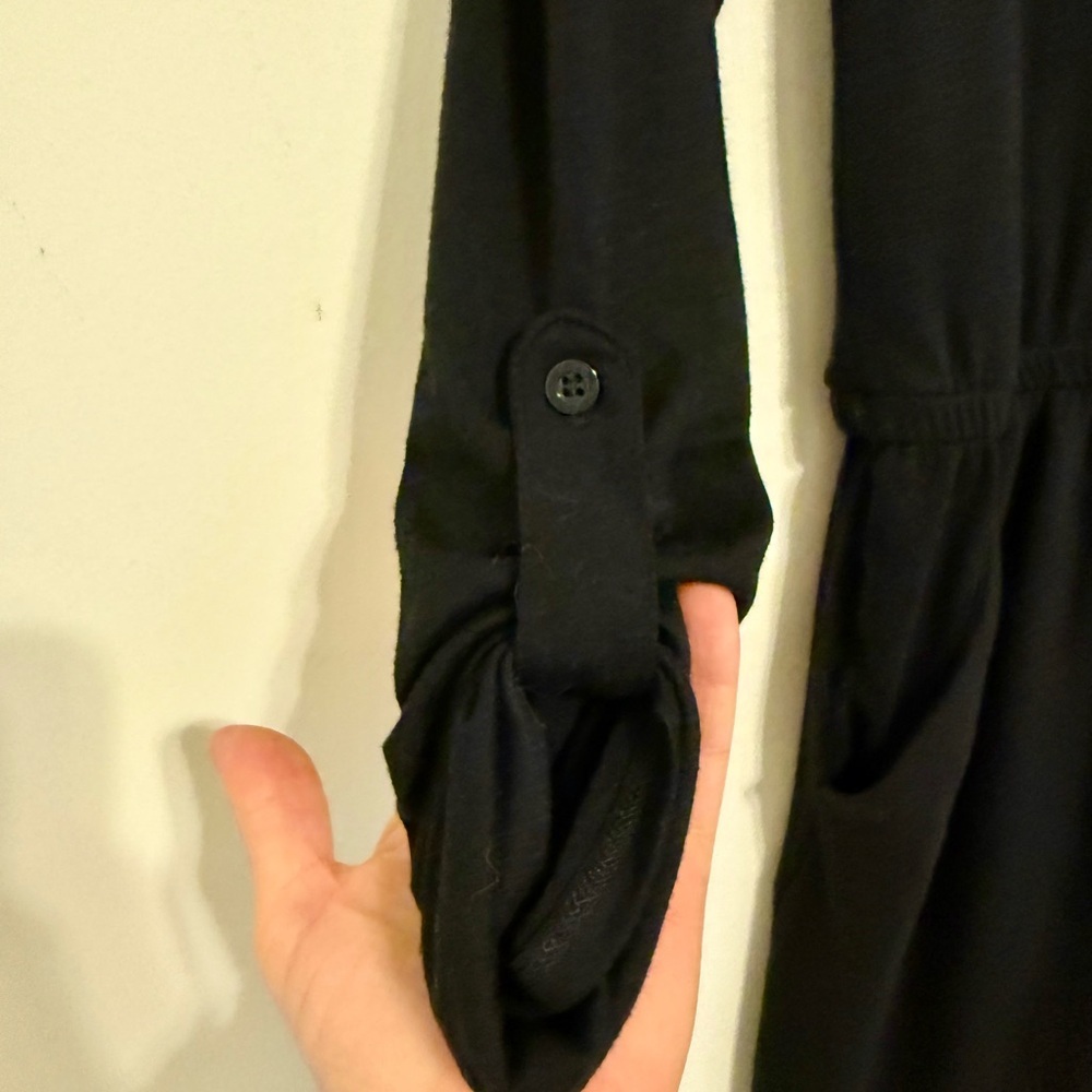2/$30 Zenana Outfitters Black Long Roll Tab Sleeve Dress w/ Pockets – Size S - Picture 5 of 9